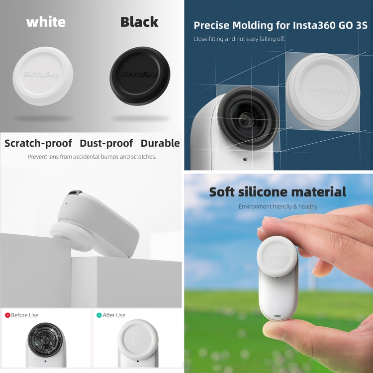 For Insta360 GO 3S Sunnylife 2pcs Black and White Scratch-resistant Lens Protective Cap - free shipping - PMC TechLife - Order now!