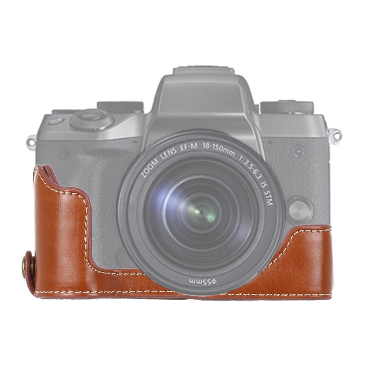 1/4 inch Thread PU Leather Camera Half Case Base for Canon EOS M5(Brown) - free shipping - PMC TechLife - Order now!