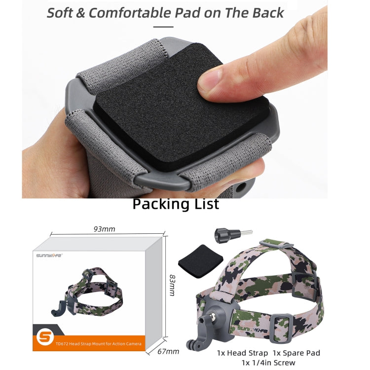 Sunnylife TD672 360 Rotation Adjustable Head Strap Vlog POV Mount Belt for GoPro, Insta360, DJI Osmo Action and Other Action Cameras (Camouflage) - Head Belt by Sunnylife | Online Shopping South Africa | PMC Jewellery | Buy Now Pay Later Mobicred