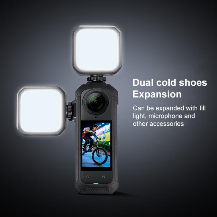 For Insta360 X5 Cold Shoe Carbon Fiber Texture ABS Plastic Protective Frame (Black) - free shipping - PMC TechLife - Order now!