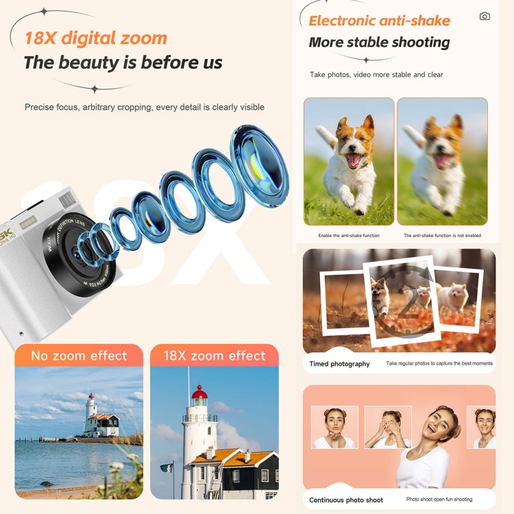 HDC-F01 3.0 inch 5K UHD Photography Digital Camera SLR Camera (White) - Children Cameras by PMC TechLife | Online Shopping South Africa | PMC TechLife | Buy Now Pay Later Mobicred