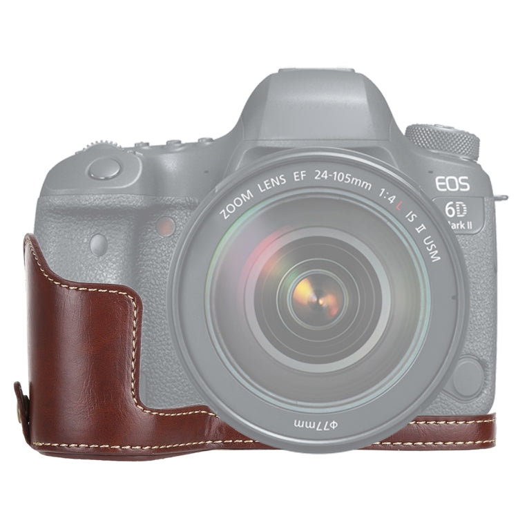 1/4 inch Thread PU Leather Camera Half Case Base for Canon EOS 6D /  6D Mark II (Coffee) - free shipping - PMC TechLife - Order now!