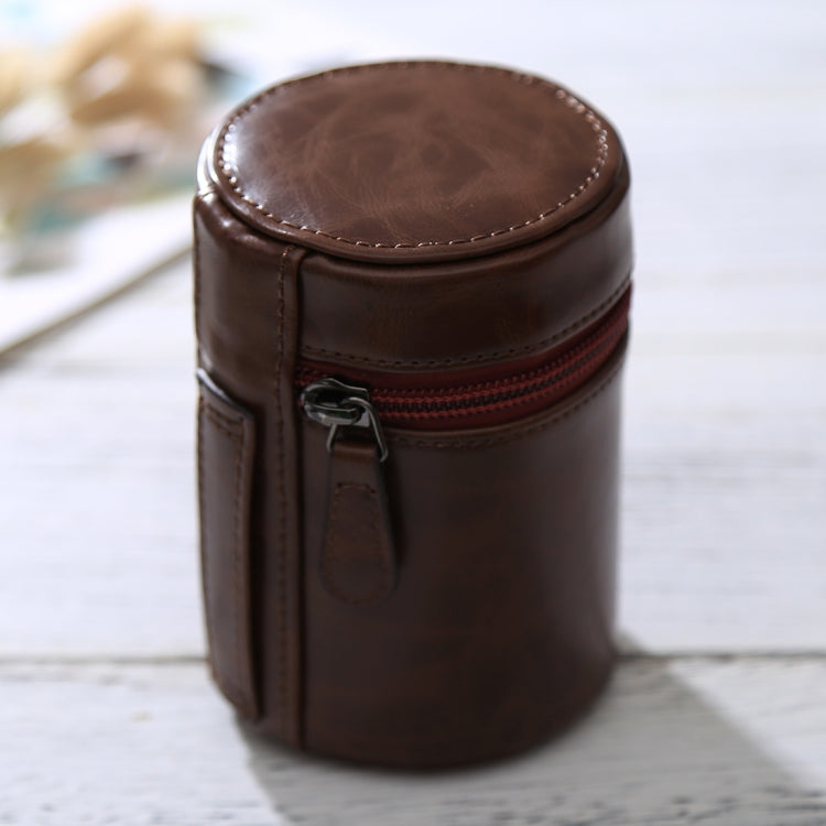 Small Lens Case Zippered PU Leather Pouch Box for DSLR Camera Lens, Size: 11x8x8cm(Coffee) - free shipping - PMC TechLife - Order now!