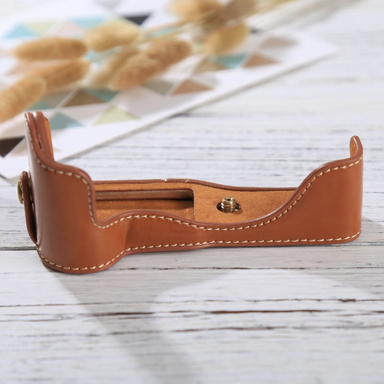 1/4 inch Thread PU Leather Camera Half Case Base for Canon EOS M3(Brown) - free shipping - PMC TechLife - Order now!