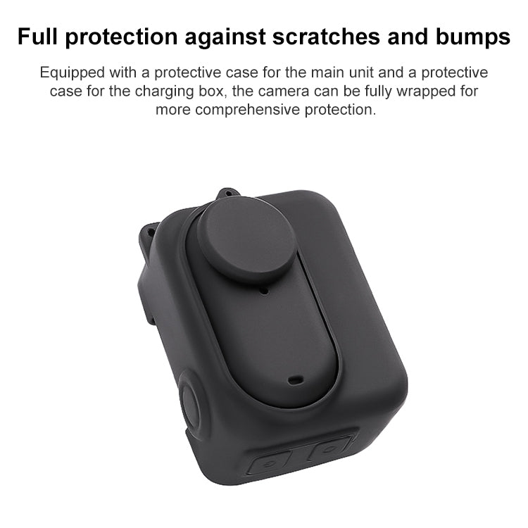 For Insta360 GO 3 Camera Body Charging Case Silicone Case with Lens Cap & Strap (Black) - Case & Bags by PMC Jewellery | Online Shopping South Africa | PMC Jewellery | Buy Now Pay Later Mobicred