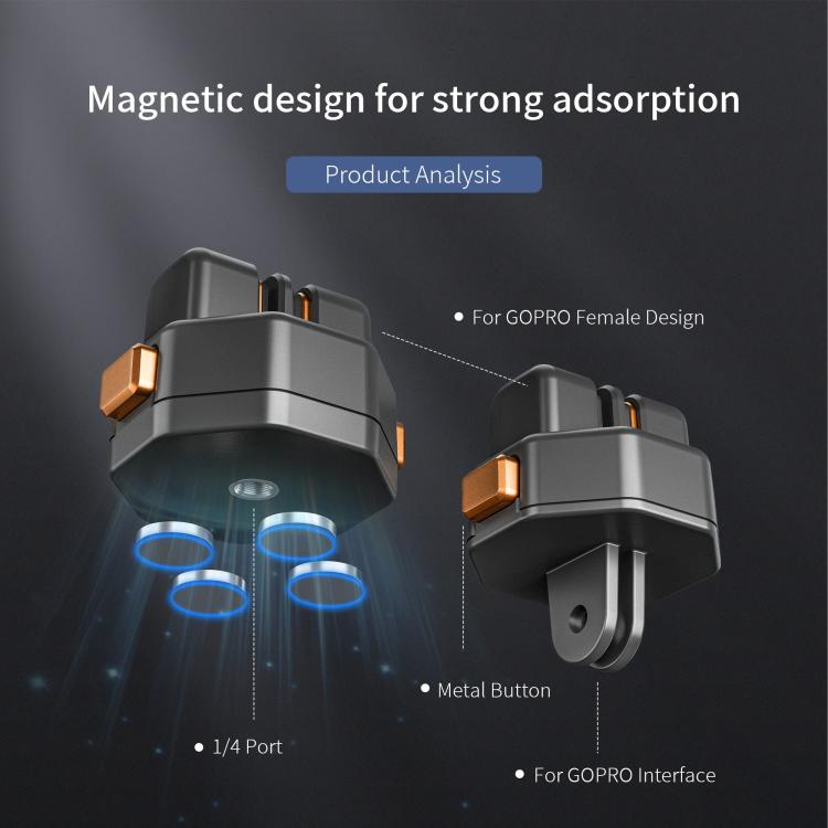 STARTRC VCR Snap-Mag Quick Release Base Mount Adapter For GoPro (Black) - free shipping - PMC TechLife - Order now!