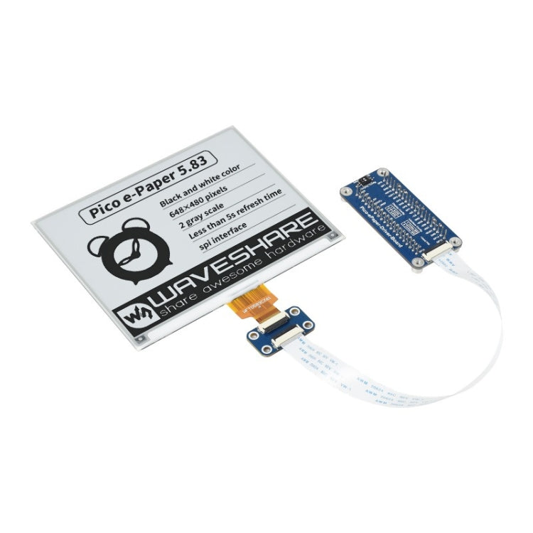 Waveshare 5.83 inch 648x480 Pixel Black White E-Paper E-Ink Display Module for Raspberry Pi Pico, SPI Interface - free shipping - PMC Jewellery - Order now!