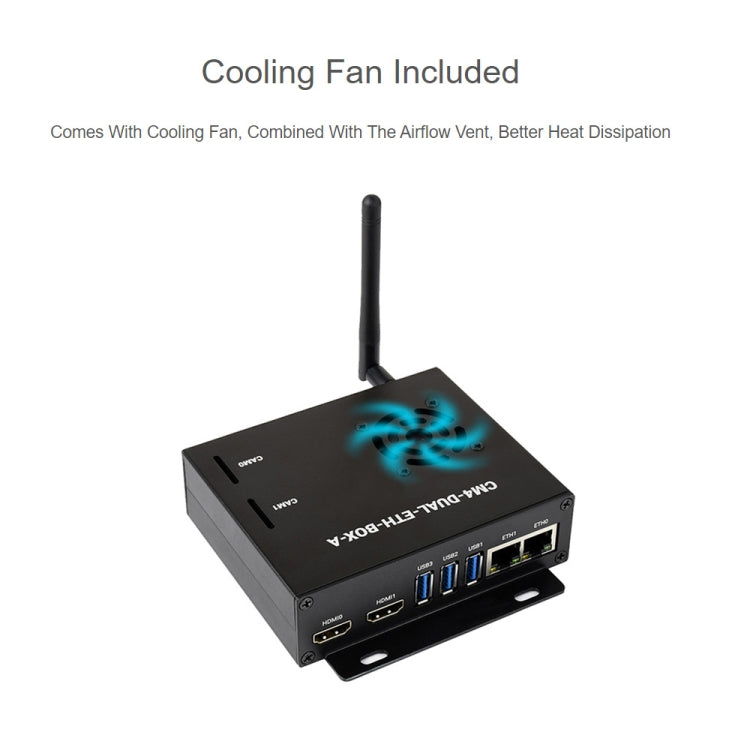 Waveshare Dual Gigabit Ethernet Mini-Computer with Metal Case & Cooling Fan for Raspberry Pi CM4(US Plug) - free shipping - PMC Jewellery - Order now!