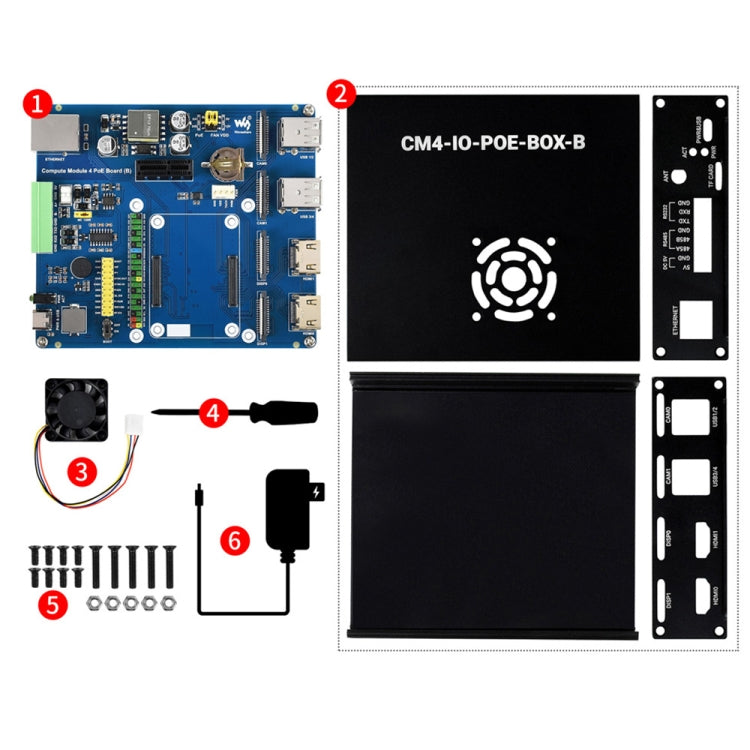 Waveshare PoE Mini-Computer Type B Base Box with Metal Case & Cooling Fan for Raspberry Pi CM4(EU Plug) - Mini PC Accessories by WAVESHARE | Online Shopping South Africa | PMC Jewellery | Buy Now Pay Later Mobicred