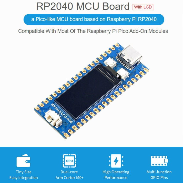 Waveshare RP2040-LCD-0.96 Pico-like MCU Board Based on Raspberry Pi MCU RP2040, with Pinheader - Modules Expansions Accessories by WAVESHARE | Online Shopping South Africa | PMC TechLife | Buy Now Pay Later Mobicred