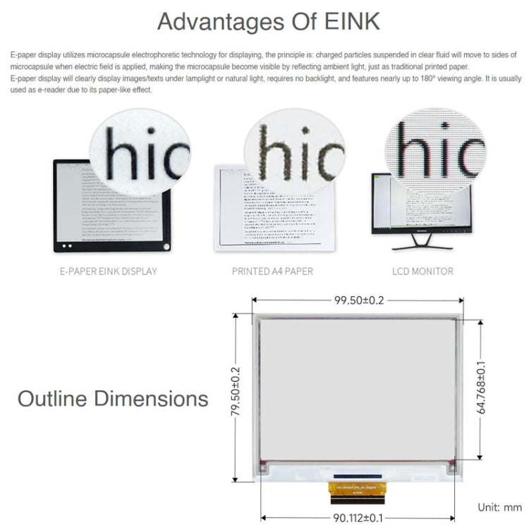 Waveshare 4.37 inch 512 x 368 Pixel Red Yellow Black White E-Paper (G) Raw Display Panel - Modules Expansions Accessories by WAVESHARE | Online Shopping South Africa | PMC Jewellery | Buy Now Pay Later Mobicred