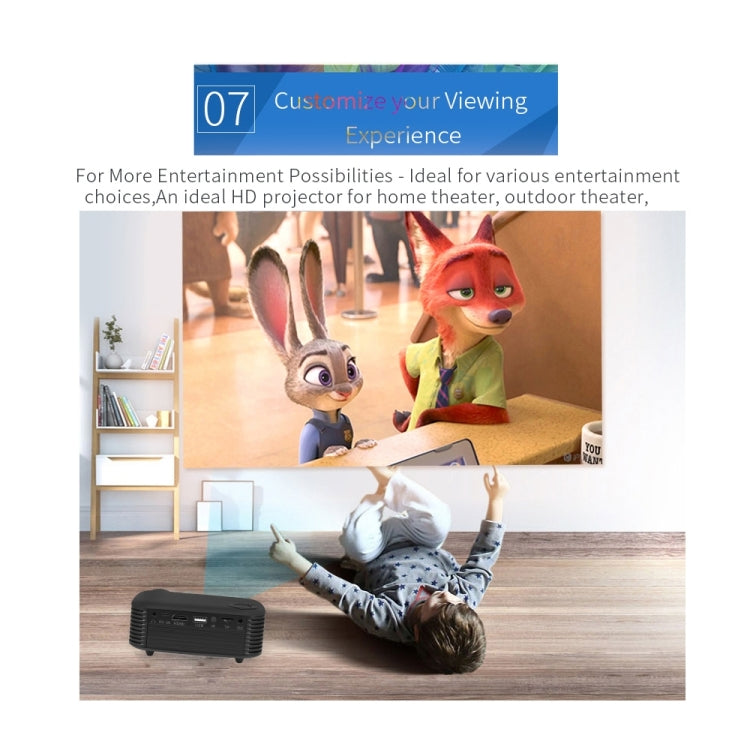 A2000 Portable Projector 800 Lumen LCD Home Theater Video Projector, Support 1080P, EU Plug (White) - LED Projector by PMC TechLife | Online Shopping South Africa | PMC TechLife | Buy Now Pay Later Mobicred