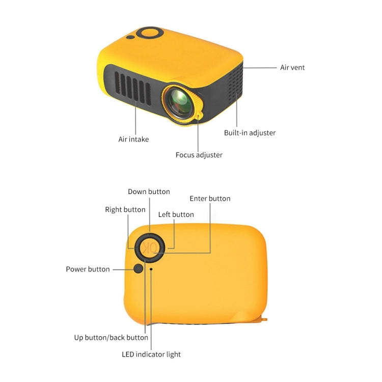 A2000 Portable Projector 800 Lumen LCD Home Theater Video Projector, Support 1080P, AU Plug (Black) - LED Projector by PMC Jewellery | Online Shopping South Africa | PMC Jewellery | Buy Now Pay Later Mobicred