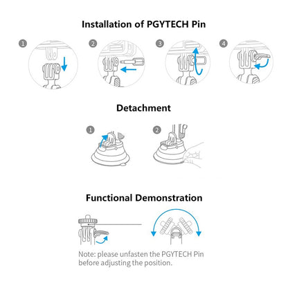 PGYTECH P-GM-132 Action Camera Suction Cup Phone Holder for DJI Osmo Action & GoPro 8/7(Silver) - Mount & Holder by PGYTECH | Online Shopping South Africa | PMC Jewellery | Buy Now Pay Later Mobicred