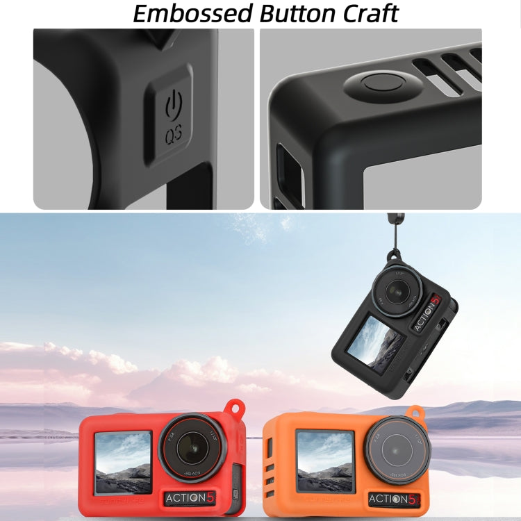 For DJI Osmo Action 5 Pro Sunnylife Silicone Protective Case Scratch-proof Camera Cover with Lanyard (Red) - free shipping - PMC TechLife - Order now!