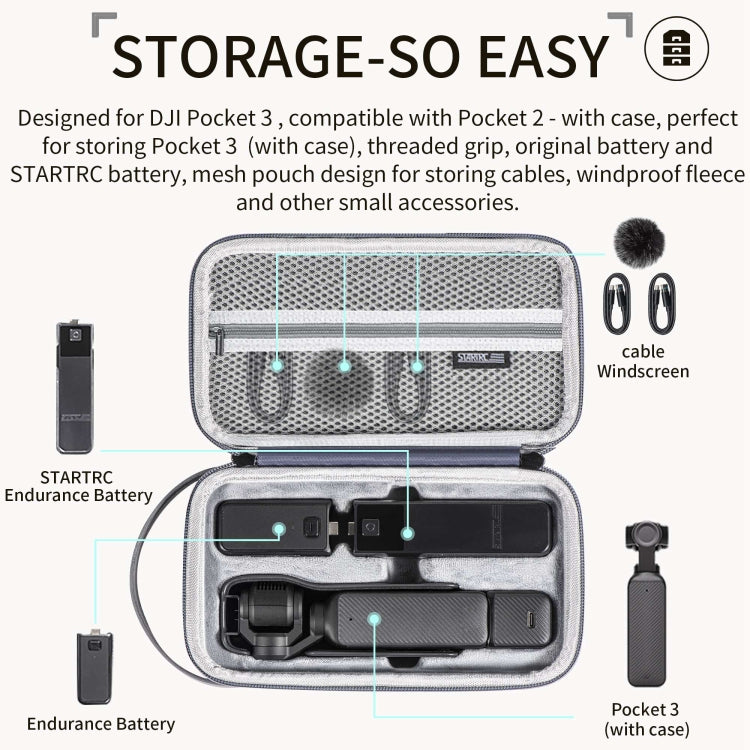 For DJI OSMO Pocket 3 STARTRC Portable Carrying Case Body Storage Bag (Grey) - Case & Bags by STARTRC | Online Shopping South Africa | PMC Jewellery | Buy Now Pay Later Mobicred