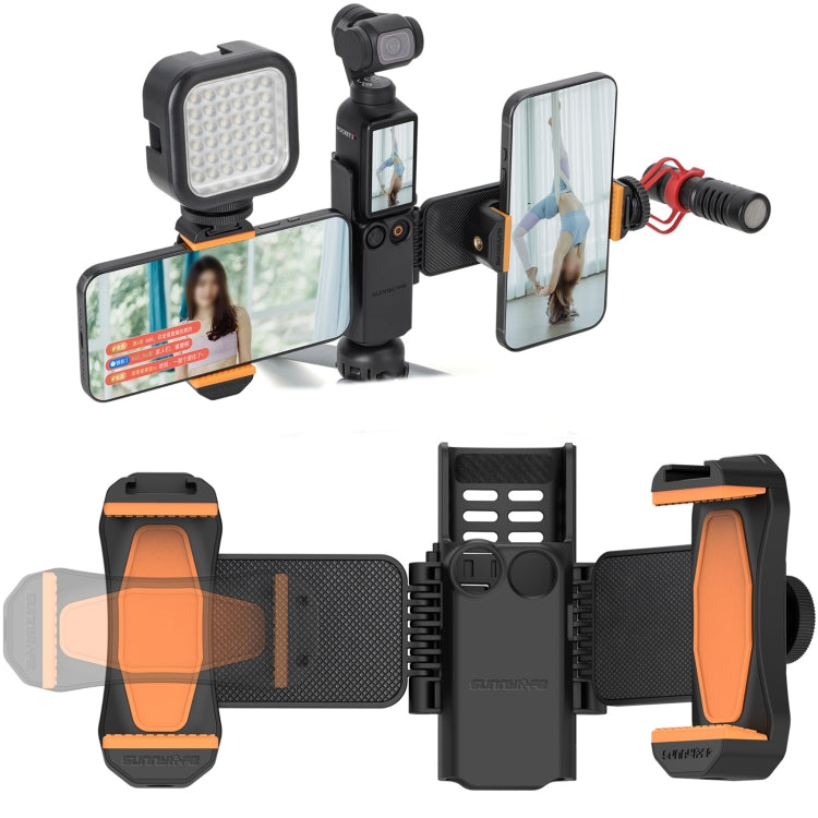 For DJI OSMO Pocket 3 Sunnylife ZJ756 Expanded Dual Phone Clamp Holder (Black) - Mount & Holder by Sunnylife | Online Shopping South Africa | PMC Jewellery | Buy Now Pay Later Mobicred