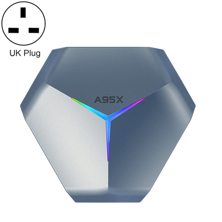 A95X F4 8K UHD Smart TV BOX Android 10.0 Media Player with Remote Control, Amlogic S905X4 Quad Core Cortex-A55 up to 2.0GHz, RAM: 4GB, ROM: 128GB, 2.4GHz/5GHz WiFi, Bluetooth, UK Plug(Metallic Blue) - Amlogic S905 by PMC Jewellery | Online Shopping South Africa | PMC Jewellery | Buy Now Pay Later Mobicred