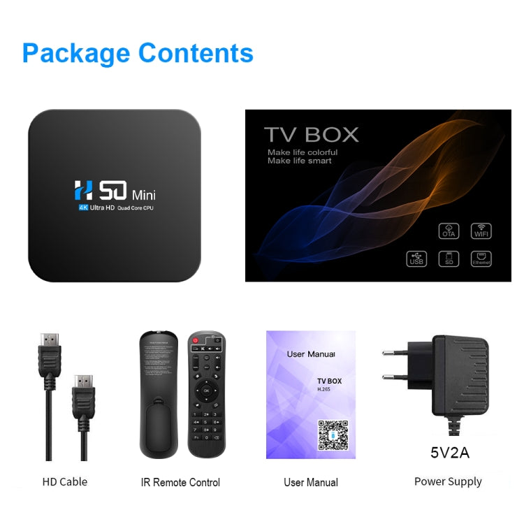 H50 Mini 4K Smart Network TV Box, Android 10.0, RK3318 Quad Core, 2GB+8GB, US Plug - RK3318 by PMC TechLife | Online Shopping South Africa | PMC TechLife | Buy Now Pay Later Mobicred