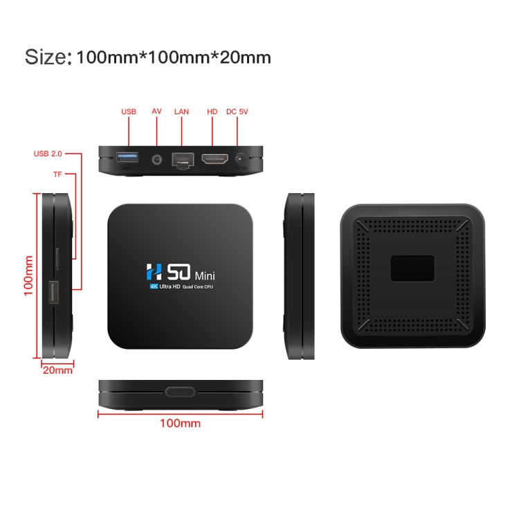 H50 Mini 4K Smart Network TV Box, Android 10.0, RK3318 Quad Core, 2GB+16GB, AU Plug - RK3318 by PMC Jewellery | Online Shopping South Africa | PMC Jewellery | Buy Now Pay Later Mobicred