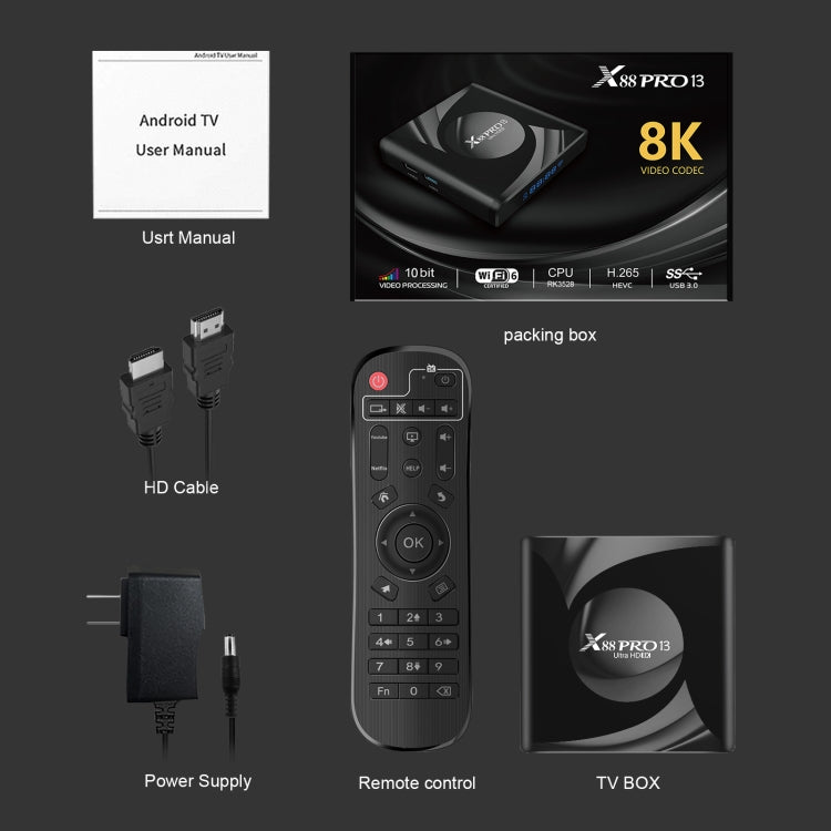 X88 Pro 13 Android 13.0 Smart TV Box with Remote Control, RK3528 Quad-Core, 4G+32GB(UK Plug) - Others by PMC TechLife | Online Shopping South Africa | PMC TechLife | Buy Now Pay Later Mobicred