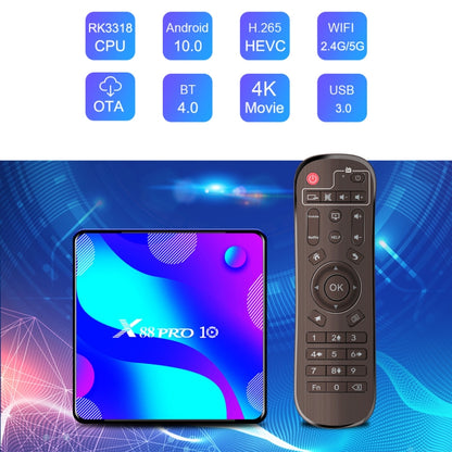 X88 Pro 10 4K Ultra HD Android TV Box with Remote Controller, Android 10.0, RK3318 Quad-Core 64bit Cortex-A53, 4GB+128GB, Support Bluetooth / Dual-Band WiFi / TF Card / USB / AV / Ethernet(US Plug) - RK3318 by PMC Jewellery | Online Shopping South Africa | PMC Jewellery | Buy Now Pay Later Mobicred