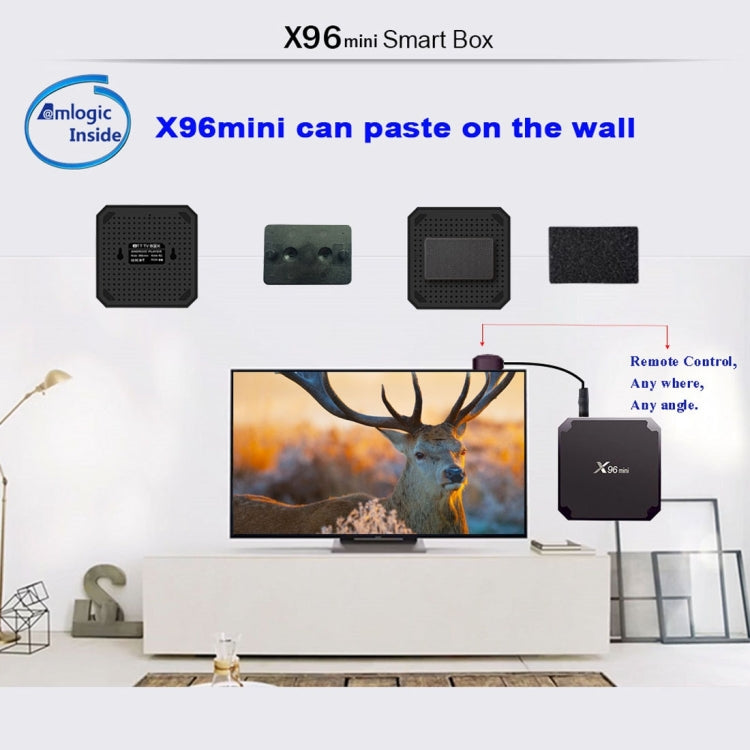 X96 mini 4K*2K UHD Output Smart TV BOX Player with Remote Controller without Wall Mount, Android 7.1.2 Amlogic S905W Quad Core ARM Cortex A53 2GHz, RAM: 1GB, ROM: 8GB, Supports WiFi, HDMI, TF(Black) - Amlogic S905 by PMC Jewellery | Online Shopping South Africa | PMC Jewellery | Buy Now Pay Later Mobicred