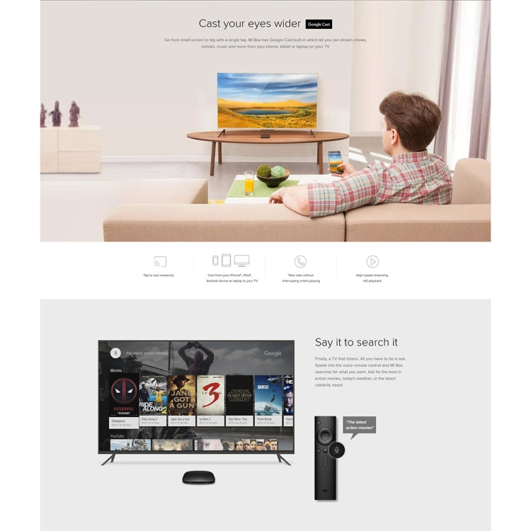 [HK Warehouse] Original Xiaomi Mi Box (Global Version) 4K Android TV 6.0 Set-top Box Quad-core Cortex-A53 2.0GHz Dual-band Wi-Fi 2.4GHz / 5GHz, Bluetooth 4.0 / 3.0, 2GB+8GB - Others by Xiaomi | Online Shopping South Africa | PMC Jewellery | Buy Now Pay Later Mobicred