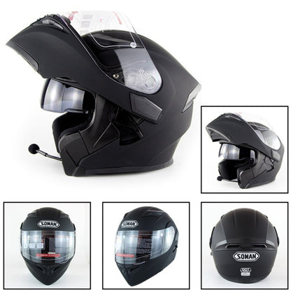 Soman 955 Skyeye Motorcycle Full / Open Face Bluetooth Helmet Headset Full Face, Supports Answer / Hang Up Calls(Matte Black) - Helmets by SOMAN | Online Shopping South Africa | PMC Jewellery | Buy Now Pay Later Mobicred