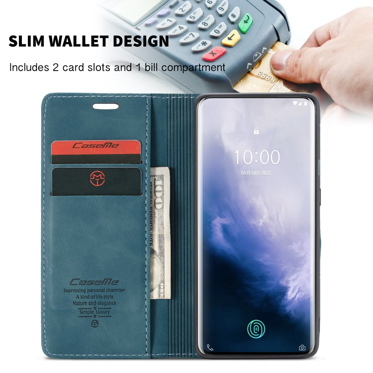 CaseMe-013 Multi-functional Retro Frosted Horizontal Flip Leather Case with Card Slot & Holder & Wallet For OnePlus 7 Pro(Blue) - OnePlus Cases by CaseMe | Online Shopping South Africa | PMC Jewellery | Buy Now Pay Later Mobicred