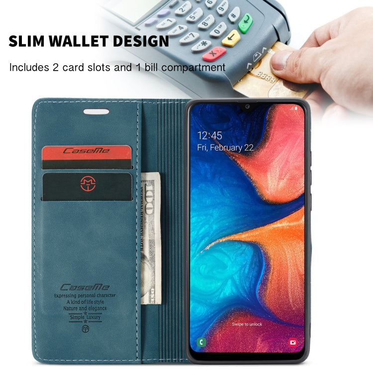 CaseMe-013 Multi-functional Retro Frosted Horizontal Flip Leather Case with Card Slot & Holder & Wallet For Galaxy A20e(Blue) - Galaxy Phone Cases by CaseMe | Online Shopping South Africa | PMC Jewellery | Buy Now Pay Later Mobicred