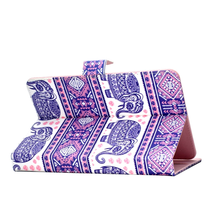 Colored Pattern Drawing Horizontal Flip PU Leather Case with Three-folding Holder for 10 inch Tablet PC(Totem elephants) - 10 - 11 inch by PMC TechLife | Online Shopping South Africa | PMC TechLife | Buy Now Pay Later Mobicred