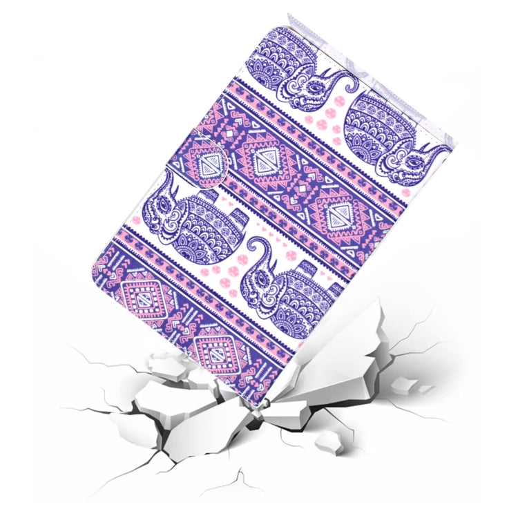 Colored Pattern Drawing Horizontal Flip PU Leather Case with Three-folding Holder for 10 inch Tablet PC(Totem elephants) - 10 - 11 inch by PMC TechLife | Online Shopping South Africa | PMC TechLife | Buy Now Pay Later Mobicred