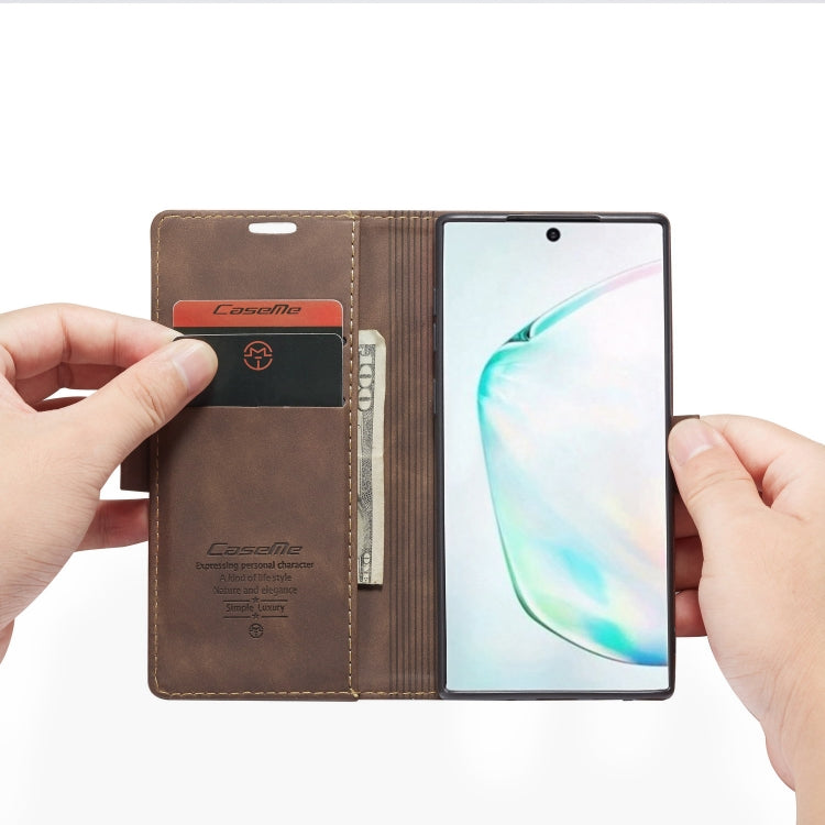 CaseMe-013 Multifunctional Horizontal Flip Leather Case with Card Slot & Holder for Galaxy Note 10(Coffee) - Galaxy Phone Cases by CaseMe | Online Shopping South Africa | PMC Jewellery | Buy Now Pay Later Mobicred