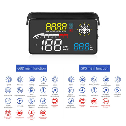 D1 Car OBD2 HUD Head-up Display GPS Speed Meter Speed / Voltage / Water Temperature Speed Alarm - Head Up Display System by PMC Jewellery | Online Shopping South Africa | PMC Jewellery | Buy Now Pay Later Mobicred