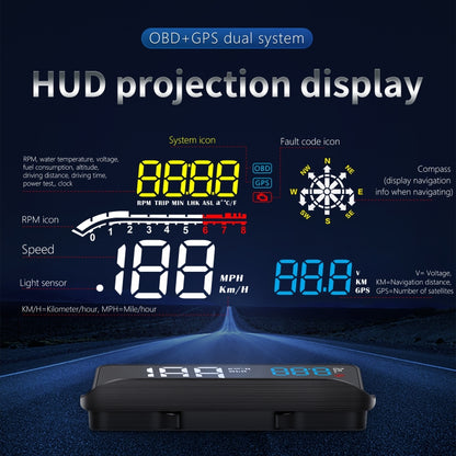 D1 Car OBD2 HUD Head-up Display GPS Speed Meter Speed / Voltage / Water Temperature Speed Alarm - Head Up Display System by PMC Jewellery | Online Shopping South Africa | PMC Jewellery | Buy Now Pay Later Mobicred