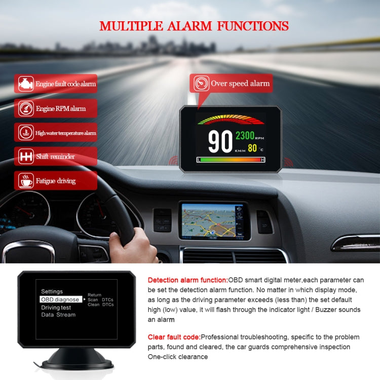 P16 Car HUD Head-up Display OBD2 Fault Code Elimination - Head Up Display System by PMC TechLife | Online Shopping South Africa | PMC TechLife | Buy Now Pay Later Mobicred