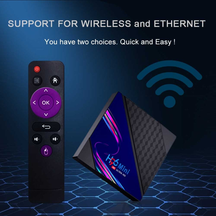 H96 Mini V8 4K Smart TV Box with Remote Control, Android 10.0, RK3228A Quad-core Cortex-A7, 1GB+8GB, Built-in TikTok, Support DLNA / HDMI / USBx2 / 2.4G WIFI, Plug Type:UK Plug - RK3228A by PMC Jewellery | Online Shopping South Africa | PMC Jewellery | Buy Now Pay Later Mobicred