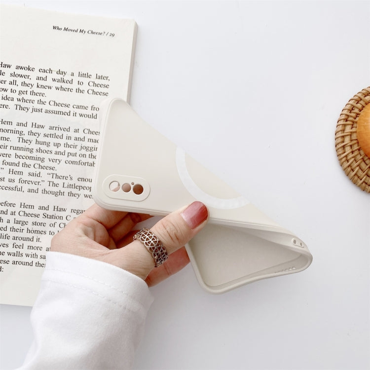 For iPhone X / XS Liquid Silicone Full Coverage Shockproof Magsafe Case(Beige) - More iPhone Cases by PMC TechLife | Online Shopping South Africa | PMC TechLife
