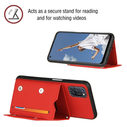 For OPPO A52 & A72 & A92 Skin Feel PU + TPU + PC Back Cover Shockproof Case with Card Slots & Holder & Photo Frame(Red) - OPPO Cases by PMC Jewellery | Online Shopping South Africa | PMC Jewellery | Buy Now Pay Later Mobicred