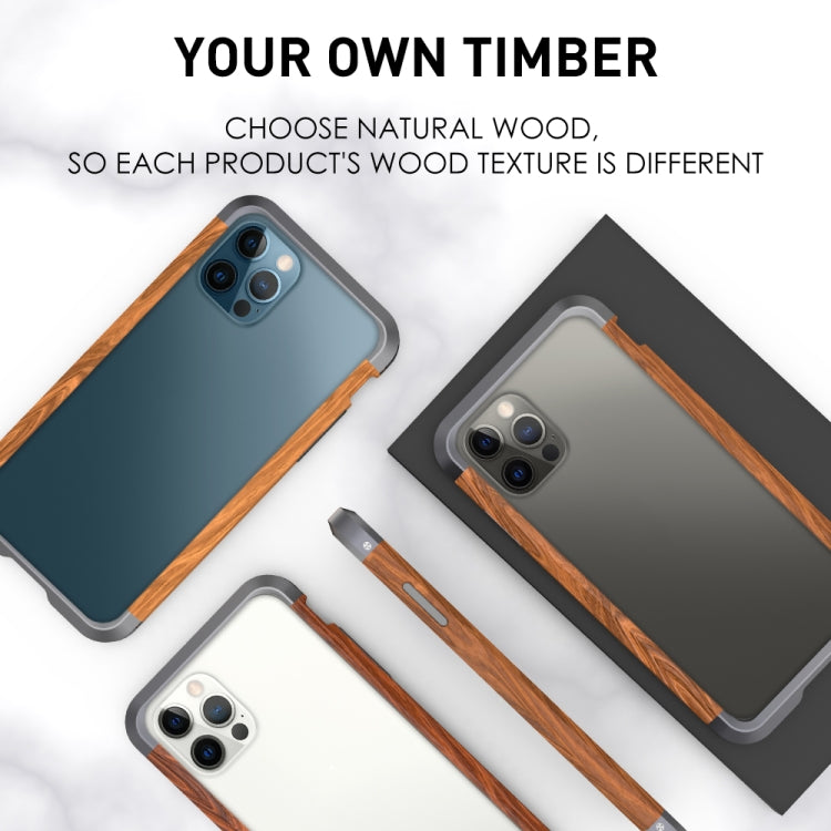 For iPhone 12 / 12 Pro R-JUST Metal + Wood Frame Protective Case - iPhone 12 / 12 Pro Cases by R-JUST | Online Shopping South Africa | PMC Jewellery