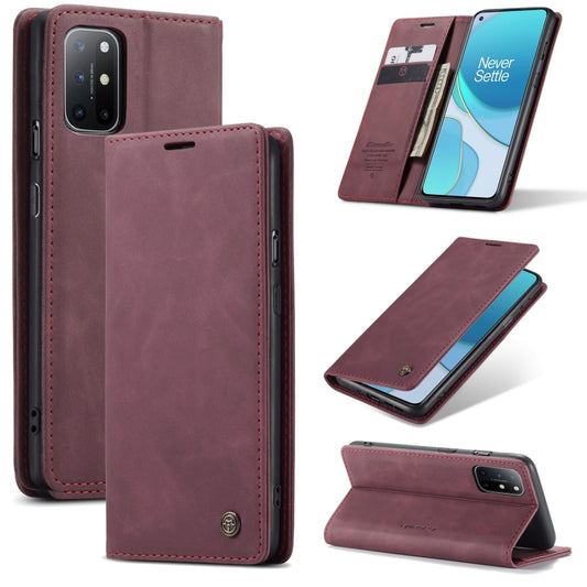 For OnePlus 8T CaseMe-013 Multifunctional Retro Frosted Horizontal Flip Leather Case with Card Slot & Holder & Wallet(Wine Red) - OnePlus Cases by CaseMe | Online Shopping South Africa | PMC Jewellery | Buy Now Pay Later Mobicred