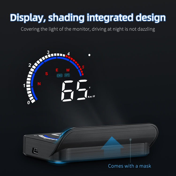 M13 Plus OBD2 + GPS Mode Car Head-up Display HUD Overspeed / Speed / Water Temperature Alarm / Eliminate Fault Codes - Head Up Display System by PMC TechLife | Online Shopping South Africa | PMC TechLife | Buy Now Pay Later Mobicred