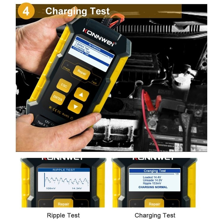 KONNWEI KW510 3 in 1 Car Battery Tester / Charger / Repairer, Support 8 Languages (EU Plug) - Code Readers & Scan Tools by KONNWEI | Online Shopping South Africa | PMC Jewellery | Buy Now Pay Later Mobicred