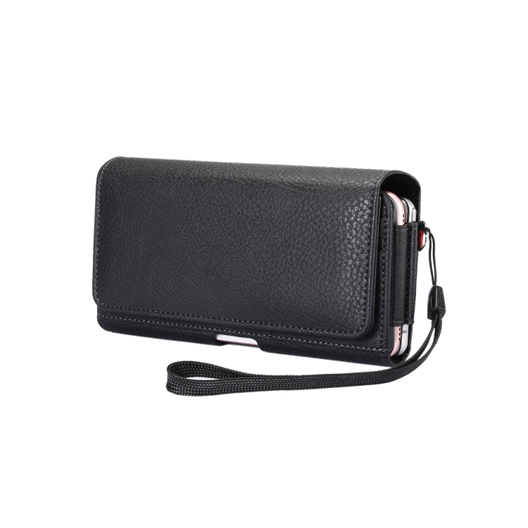 Litchi Texture Vertical Flip Thwartwise PU Leather Case / Waist Bag with Back Splint & Card Slots & 15cm Lanyard for 6.7 inch Phone Universal - Universal Leather Case by PMC Jewellery | Online Shopping South Africa | PMC Jewellery