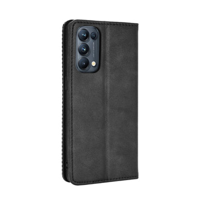 For OPPO Reno5 Pro 5G Magnetic Buckle Retro Crazy Horse Texture Horizontal Flip Leather Case with Holder & Card Slots & Photo Frame(Black) - OPPO Cases by PMC Jewellery | Online Shopping South Africa | PMC Jewellery