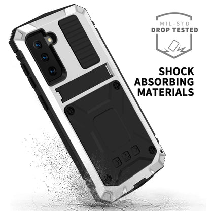 For Samsung Galaxy S21 5G R-JUST Shockproof Waterproof Dust-proof Metal + Silicone Protective Case with Holder(Silver) - Galaxy S21 5G Cases by R-JUST | Online Shopping South Africa | PMC Jewellery