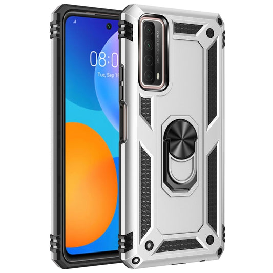 For Huawei P Smart 2021 Shockproof TPU + PC Protective Case with 360 Degree Rotating Holder(Silver) - Huawei Cases by PMC Jewellery | Online Shopping South Africa | PMC Jewellery | Buy Now Pay Later Mobicred