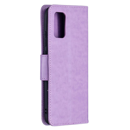 For Samsung Galaxy A02s (EU Version) Embossing Two Butterflies Pattern Horizontal Flip PU Leather Case with Holder & Card Slot & Wallet & Lanyard(Purple) - Galaxy Phone Cases by PMC Jewellery | Online Shopping South Africa | PMC Jewellery