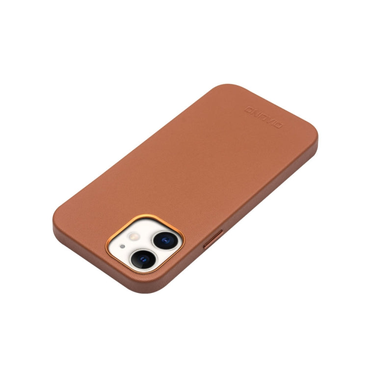 For iPhone 12 mini QIALINO Nappa Leather Shockproof Magsafe Case (Brown) - iPhone 12 mini Cases by QIALINO | Online Shopping South Africa | PMC Jewellery